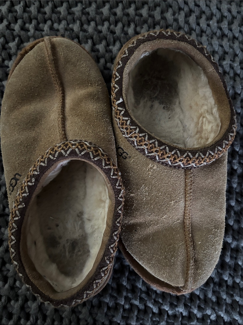 UGG Kids Brown Suede Shearling Slippers